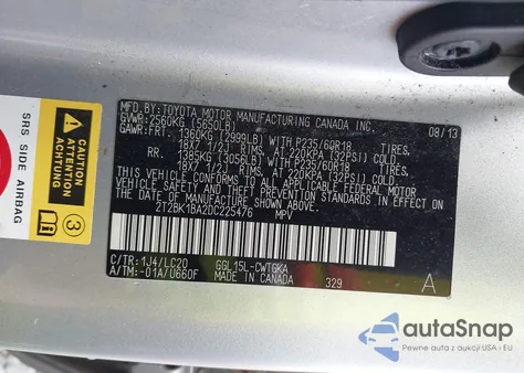 2013 Lexus Rx 350 z USA, uszkodzony, nr VIN 2T2BK1BA2DC225476